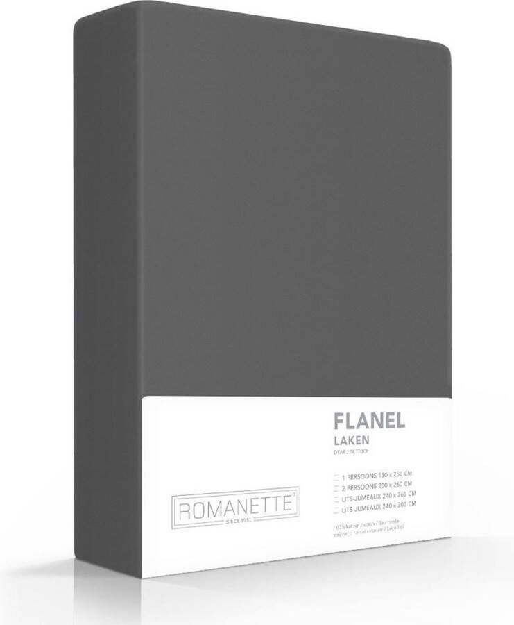 Romanette flanellen laken Antraciet 1-persoons (150x250 cm)