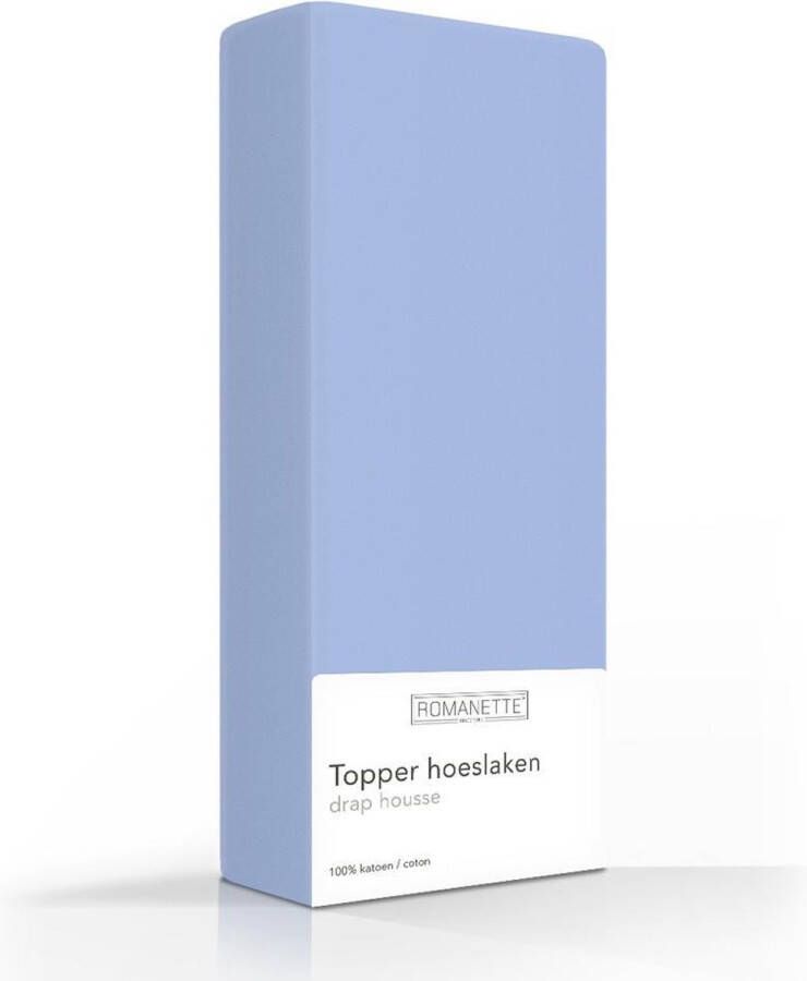 Romanette Topper Hoeslaken Katoen Blauw-180 x 200 cm