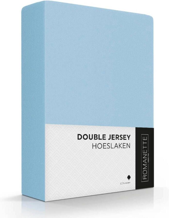 Romanette Hoeslaken Double Jersey Blauw-140 160 x 200 210 220 cm