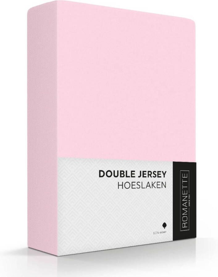 Romanette Hoeslaken Double Jersey Roze-140 160 x 200 210 220 cm