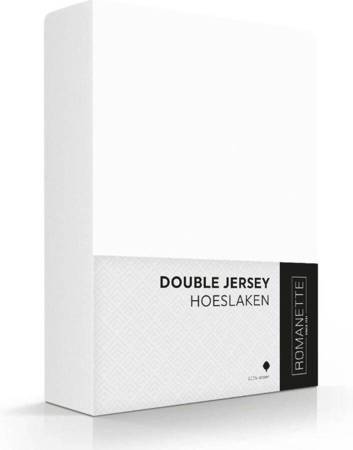 Romanette Hoeslaken Double Jersey Wit-140 150 x 200 210 220 cm