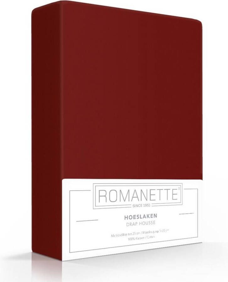 Romanette Hoeslaken Katoen Bordeaux 90 x 200 cm