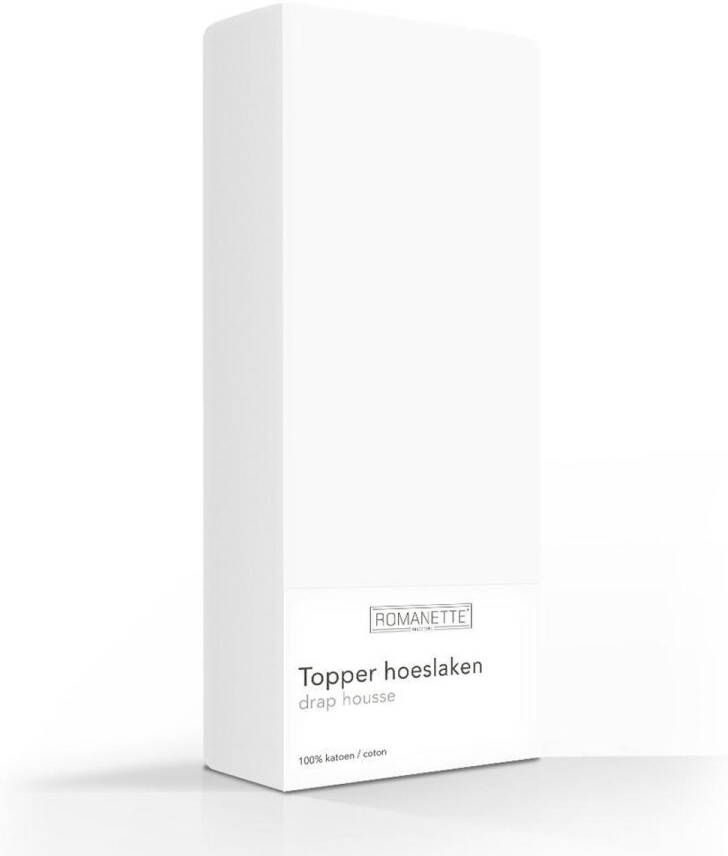 Romanette 100% Luxe Katoen Topper Hoeslaken Lits-jumeaux Extra Lang (160x220 cm) Wit