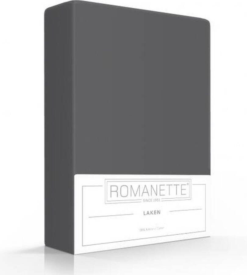 Romanette Laken 100% Katoen Antraciet 1-persoons laken 200x250