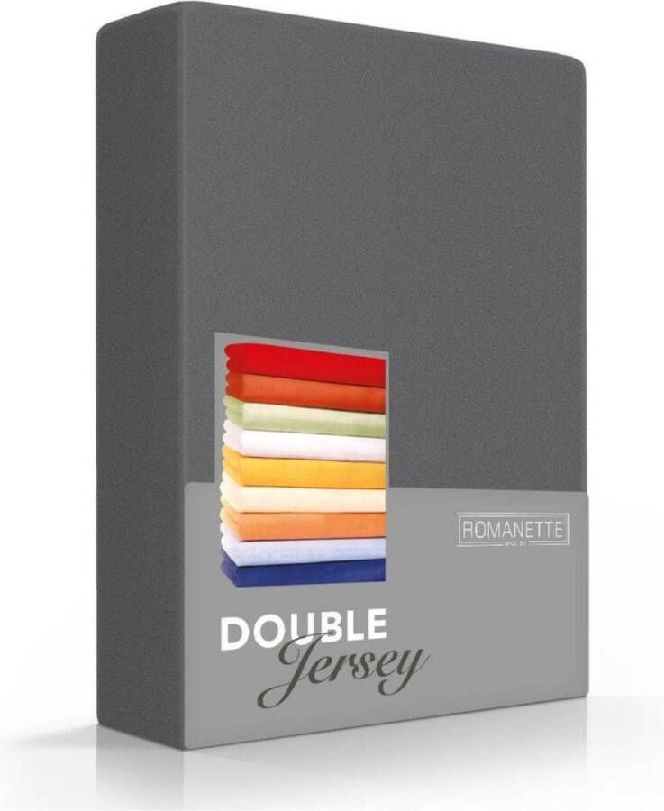 Romanette Hoeslaken Double Jersey Antraciet-80 90 100 x 200 210 220 cm