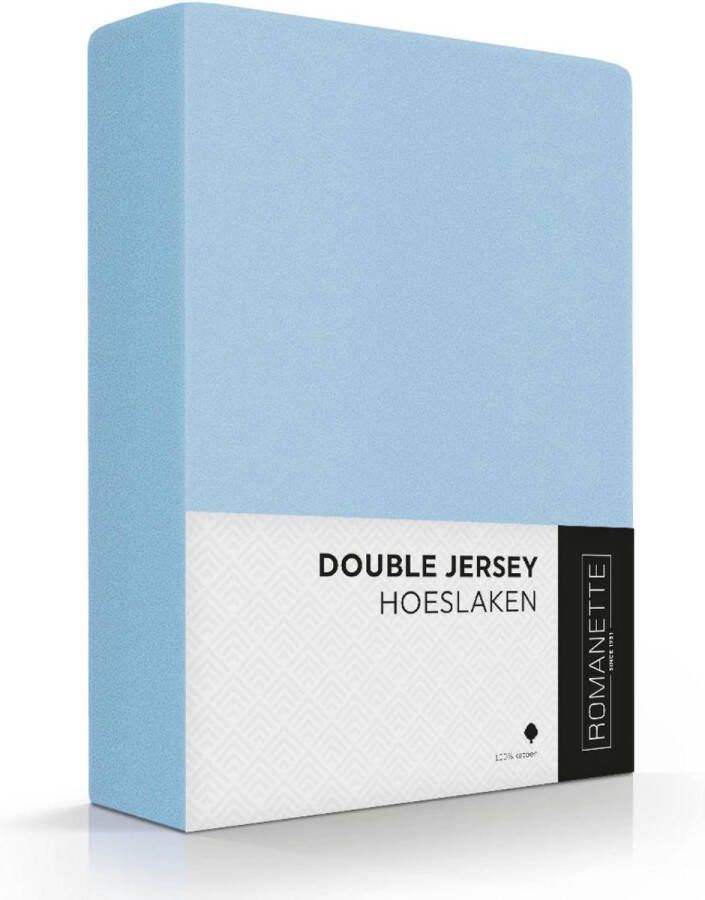 Romanette Hoeslaken Double Jersey Blauw-80 90 100 x 200 210 220 cm