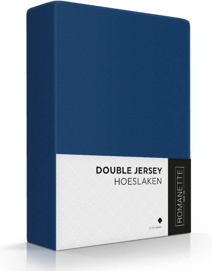 Romanette Luxe Dubbel Jersey Hoeslaken Marine Blauw