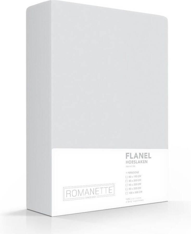 Romanette luxe flanellen hoeslaken grijs lits-jumeaux extra lang (180x220 cm)
