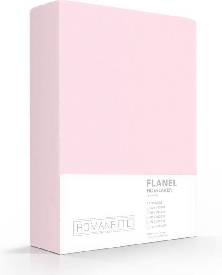Romanette luxe flanellen hoeslaken roze lits-jumeaux extra lang (160x220 cm)