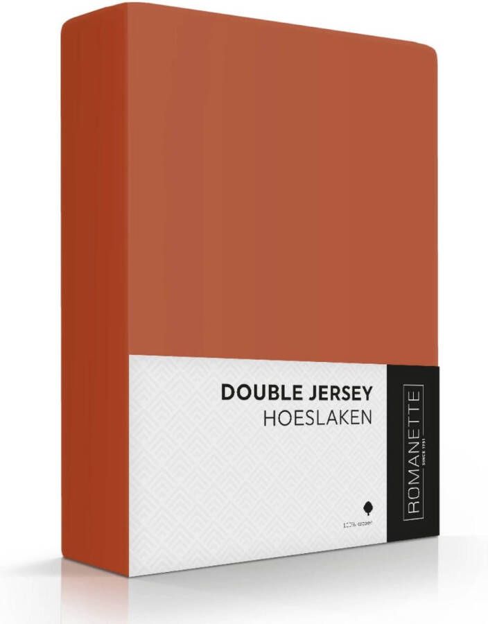 Romanette Double Jersey 100% katoen lits-j. Terracotta Hoeslaken 180 x 200 210 220