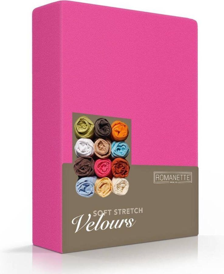 Romanette Luxe Velours Hoeslaken Tweepersoons (140 150 160 200x200 220 cm) Fuchsia