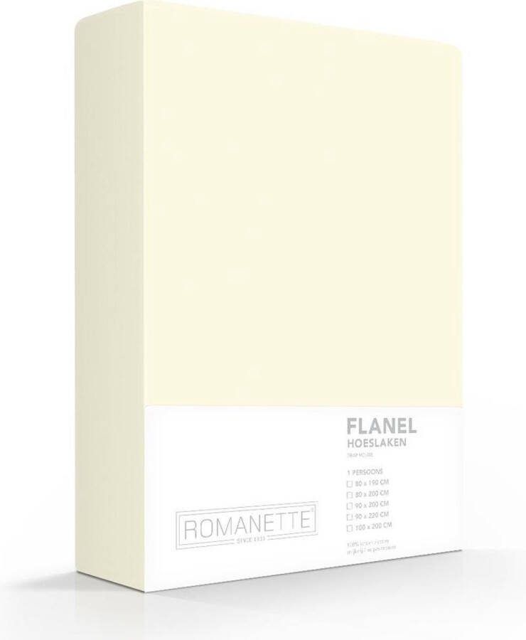 Romanette luxe flanellen hoeslaken ivoor lits-jumeaux (180x200 cm)