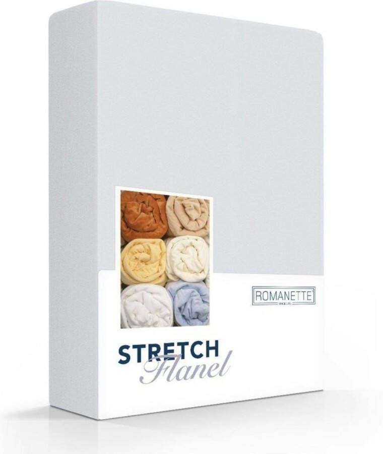 Romanette stretch flanel hoeslaken Zilver Lits-jumeaux (160 180 200x200 220 cm)
