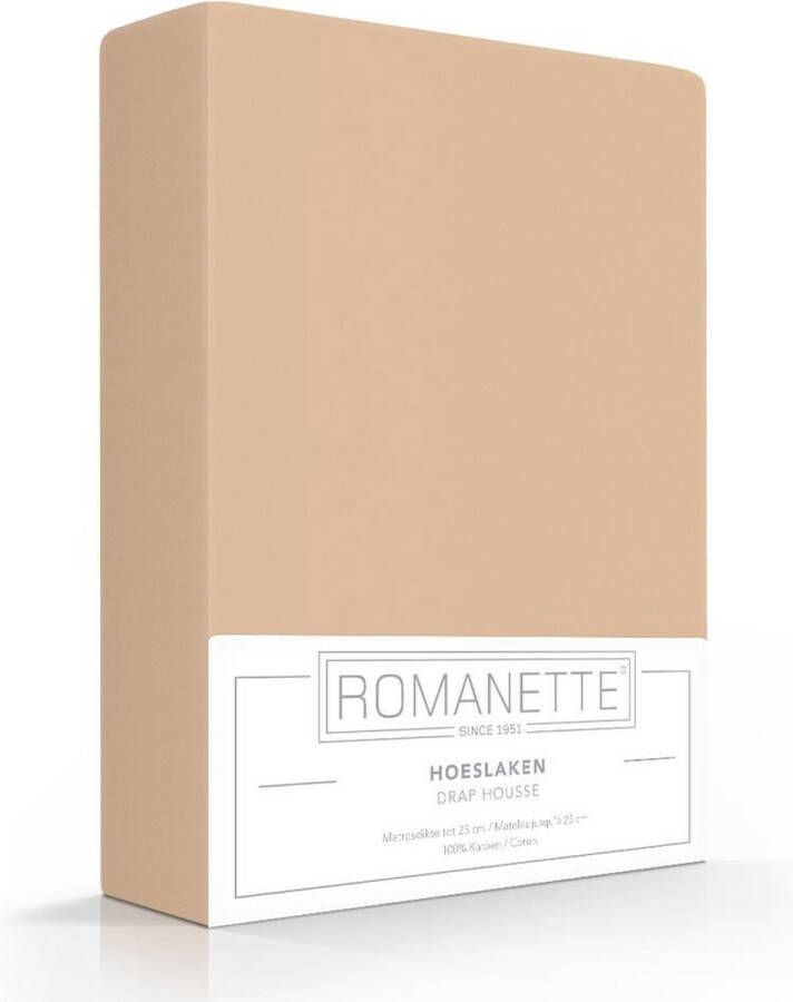 Romanette Luxe Katoen Hoeslaken Tweepersoons (140x200 cm) Zand