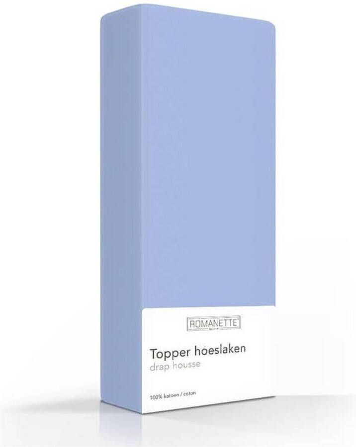 Romanette Luxe Katoen Topper Hoeslaken Lits-jumeaux Extra Lang (160x220 cm) Blauw