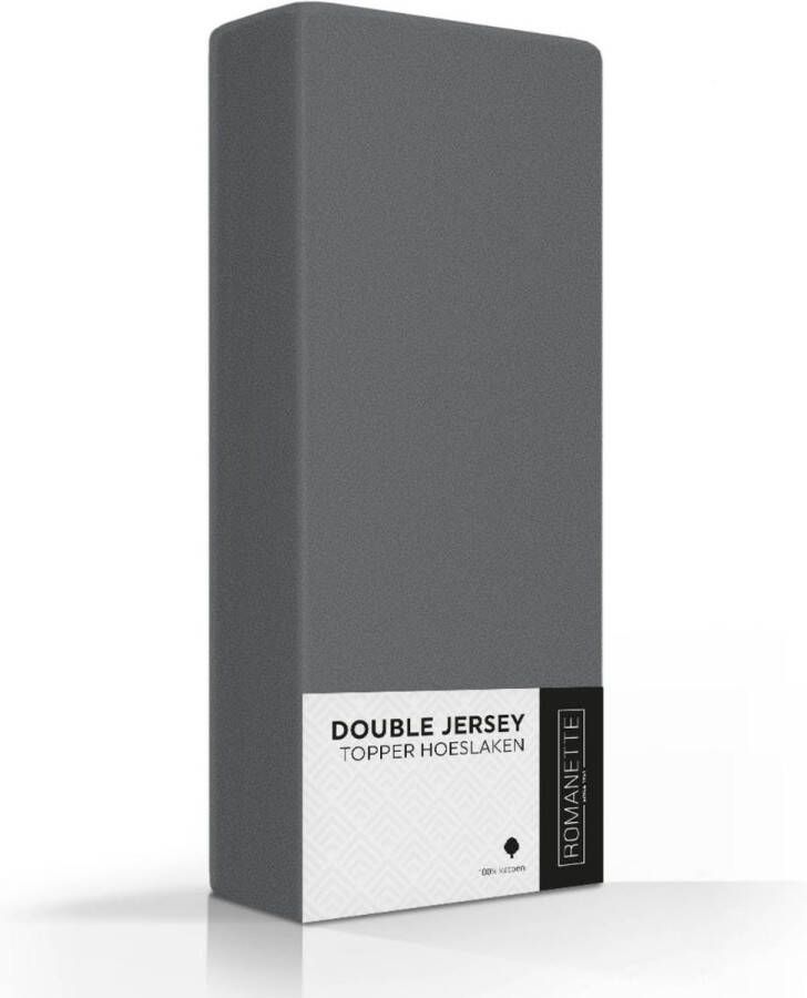 Romanette Double Jersey Topper Hoeslaken Antraciet-140 150 x 200 210 220 cm