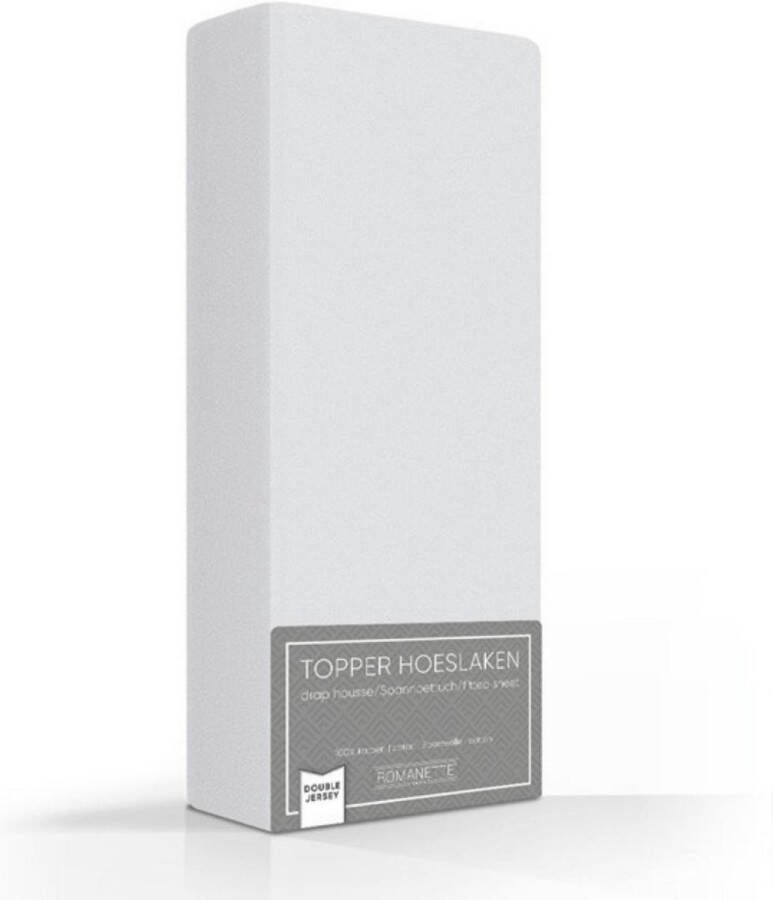 Romanette Double Jersey Topper Hoeslaken Silver-160 180 x 200 210 220 cm