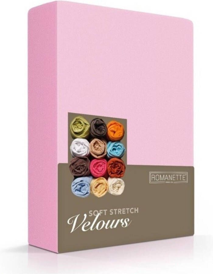 Romanette Luxe Velours Hoeslaken Tweepersoons (140 150 160 200x200 220 cm) Roze
