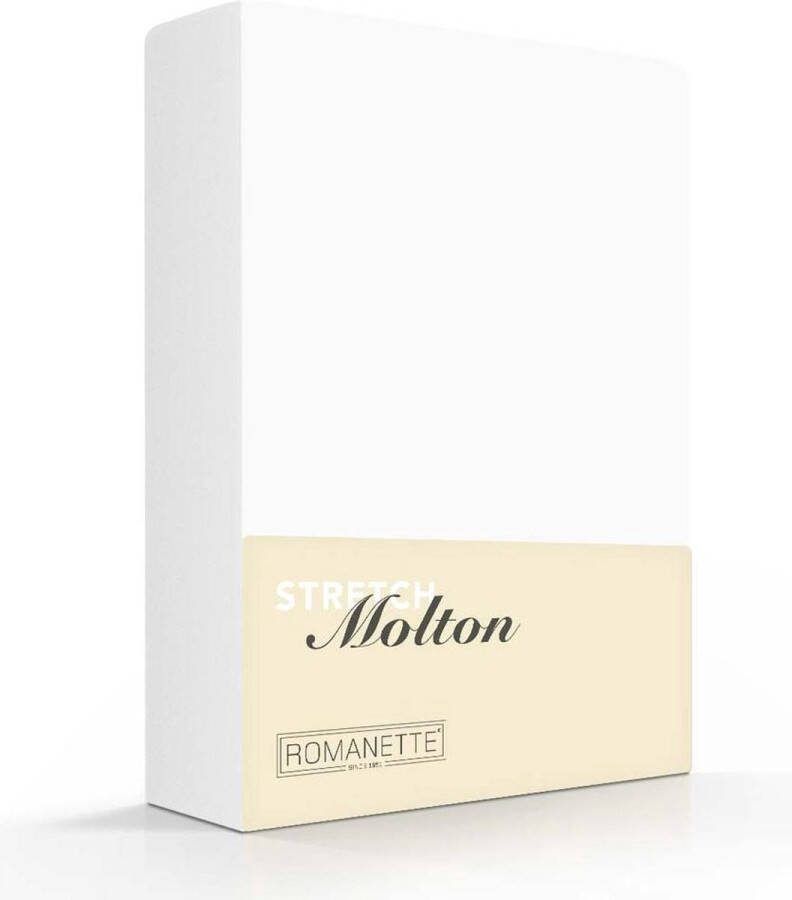 Romanette molton stretch hoeslaken Wit Lits-jumeaux (160 180 200x200 220 cm)