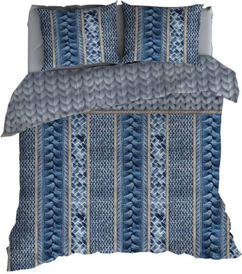 Romanette Sherpa Flanel Dekbedovertrek Eenpersoons 140x200 220 cm Denim