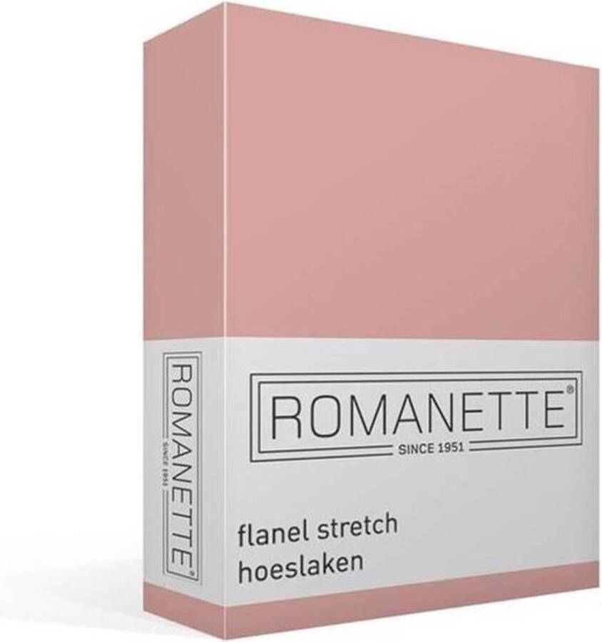 Romanette Stretch Flanel Hoeslaken Eenpersoons 80 90 100x200 220 cm Poederrose