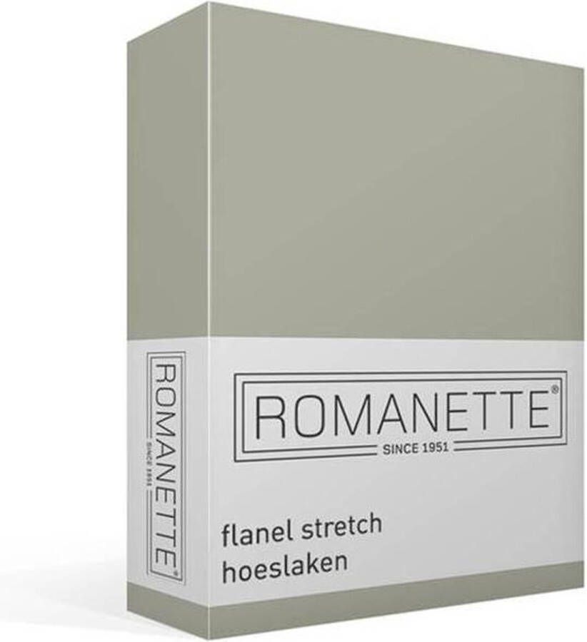 Romanette Stretch Flanel Hoeslaken Lits-jumeaux 160 180x200 220 cm Khaki