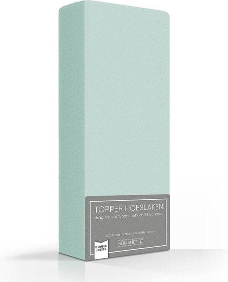 Romanette Topper Hoeslaken Mint Maat: 160 180 x 200 210 220 cm Jersey Mint Maat: 160 180 x 200 210 220 cm