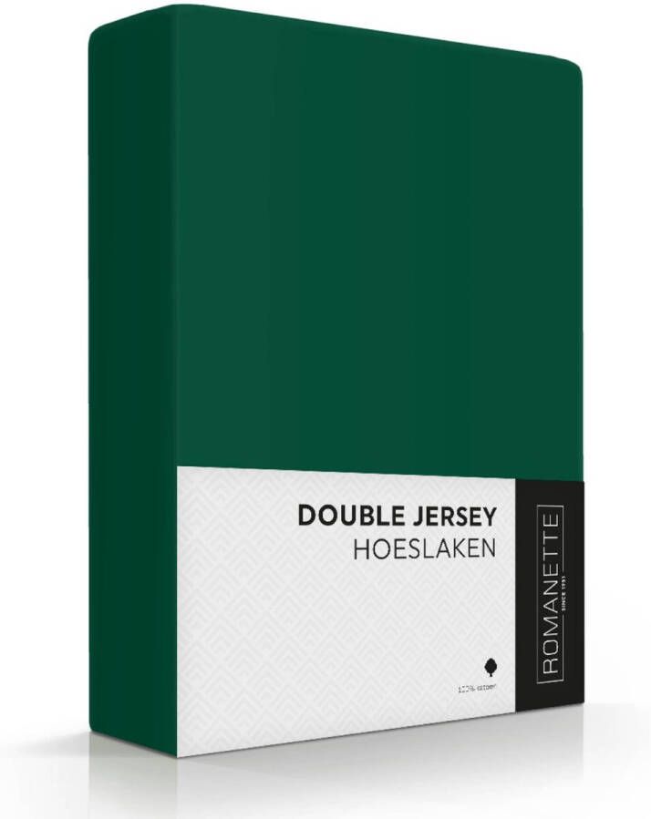 Romanette Zachte Dubbel Jersey Hoeslaken Lits-jumeaux (180x200 210 220 + 200x200) Botanisch Groen