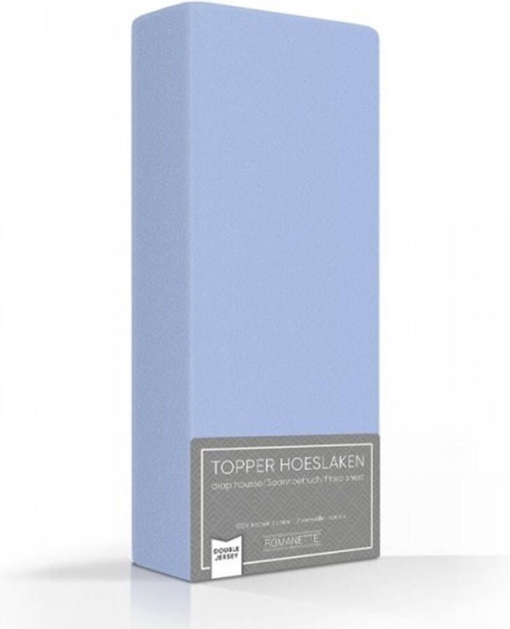 Romanette Zachte Dubbel Jersey Topper Hoeslaken Tweepersoons (140 150x200 210 220 cm) Blauw