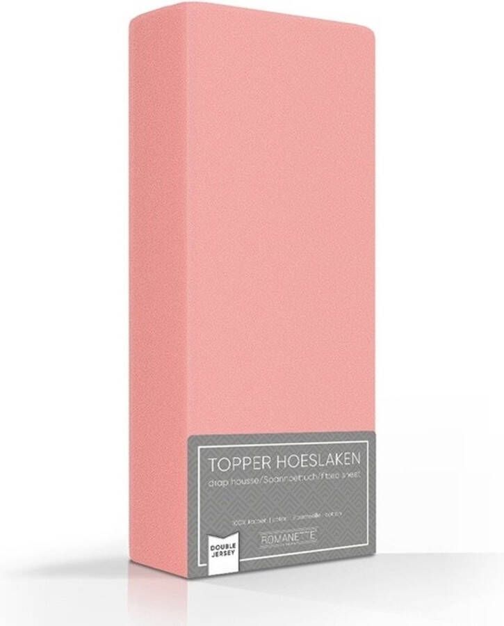 Romanette Zachte Dubbel Jersey Topper Hoeslaken Tweepersoons (140 150x200 210 220 cm) Roze