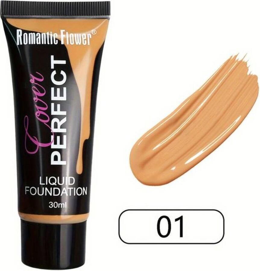 Romantic Flower Vloeibare Foundation |Kleur 01 Matte Finish Waterdichte Volledige Dekking Langhoudende Concealer Gezichtsmake-up Cosmetische Crème