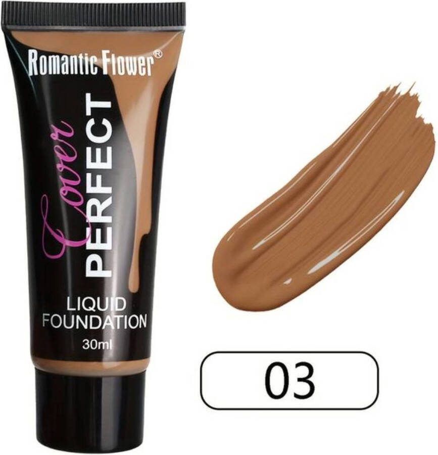 Romantic Flower Vloeibare Foundation Kleur 03 Matte Finish Waterdichte Volledige Dekking Langhoudende Concealer Gezichtsmake-up Cosmetische Crème