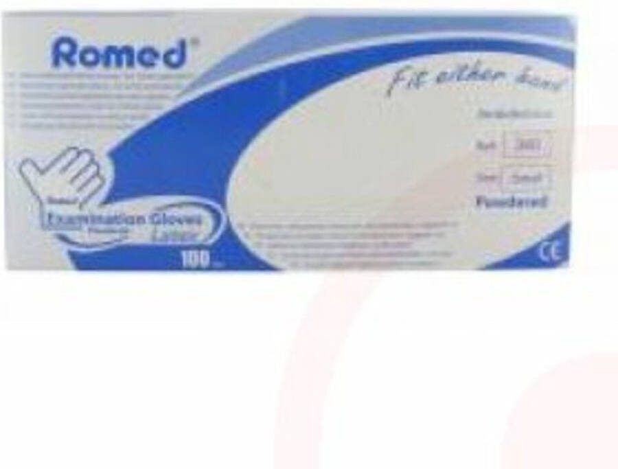 Romed Latex handschoenen gepoederd maat S 100 stuks