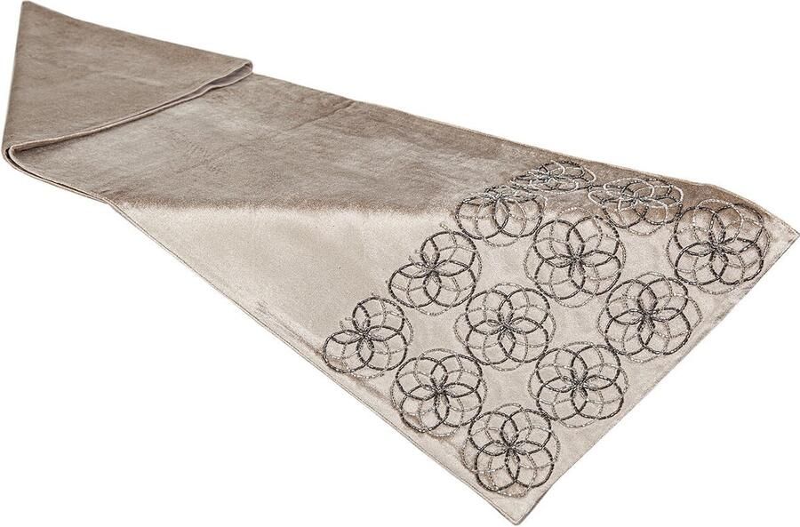 Romimex Tafelloper Beige 33 x 180 x 1 cm Fluweel