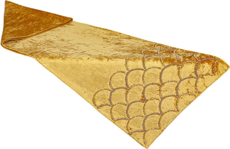 Romimex Tafelloper Mosterd 33 x 180 x 1 cm Fluweel