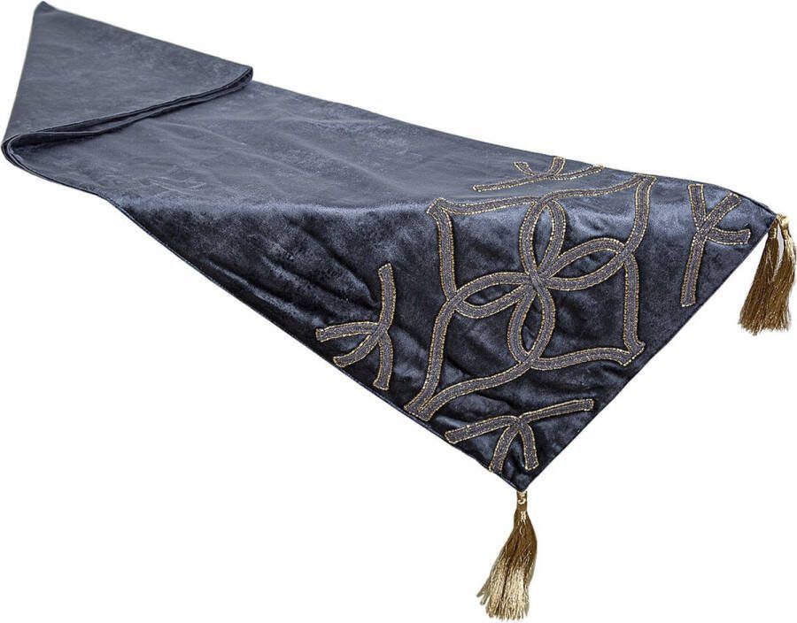Romimex Tafelloper Donkerblauw 33 x 180 x 1 cm Fluweel