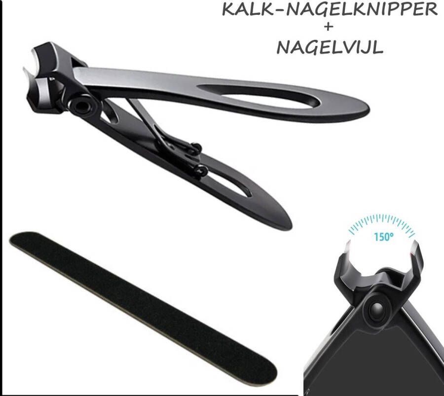 Ronyse Kalk-Nagelknipper + Nagelvijl Teennagelknipper Zwart Professionele Nagelschaar Kalknagel Nagel Teennagels Vingernagels Schimmelnagel Nagelknipper Nageltang