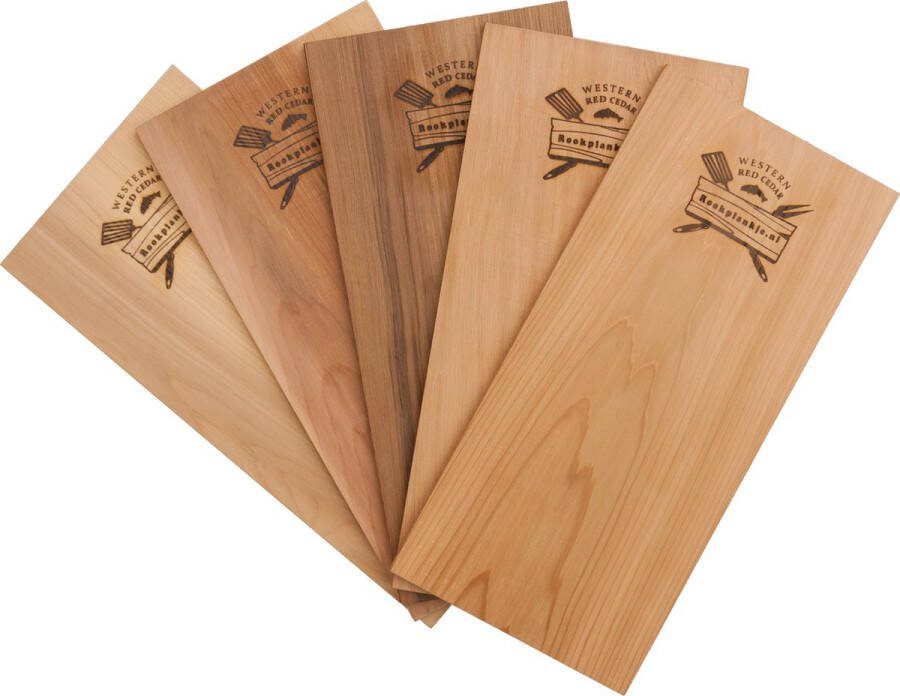 Rookplankje.nl Western Red Cedar Rookplanken 5 stuks Cederhout BBQ Rookhout