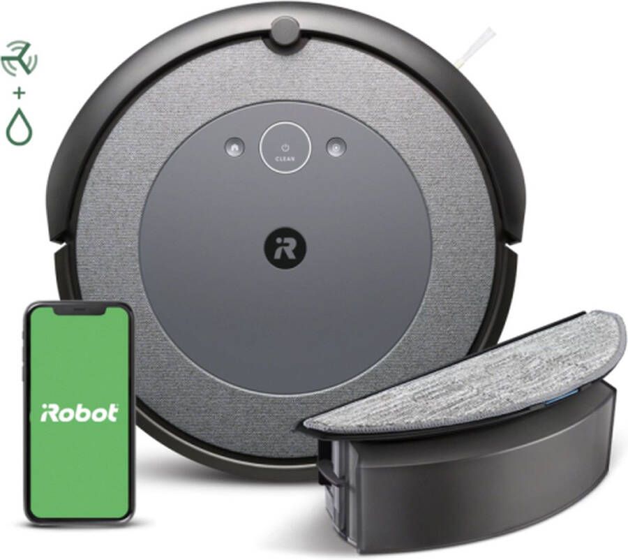 Roomba iRobot Combo i5 robotstofzuiger Zakloos Zwart Grijs
