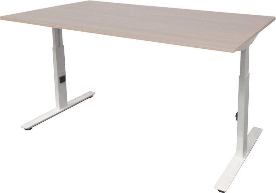 RoomForTheNew Schiphol Plus *DIVERSE VARIANTEN* Bureau Desk Verstelbaar Bureau Gaming bureau Game bureau voor volwassenen schrijftafel bureautafel 180x80 Zit Zit bureau thuiswerken Licht eiken Blad Wit onderstel