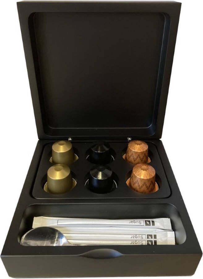 ROOOTZ Capsule Box Bari Bewaar Box Koffiecups en Theezakjes Capsule houder Geschikt voor Nespresso MDF Zwart