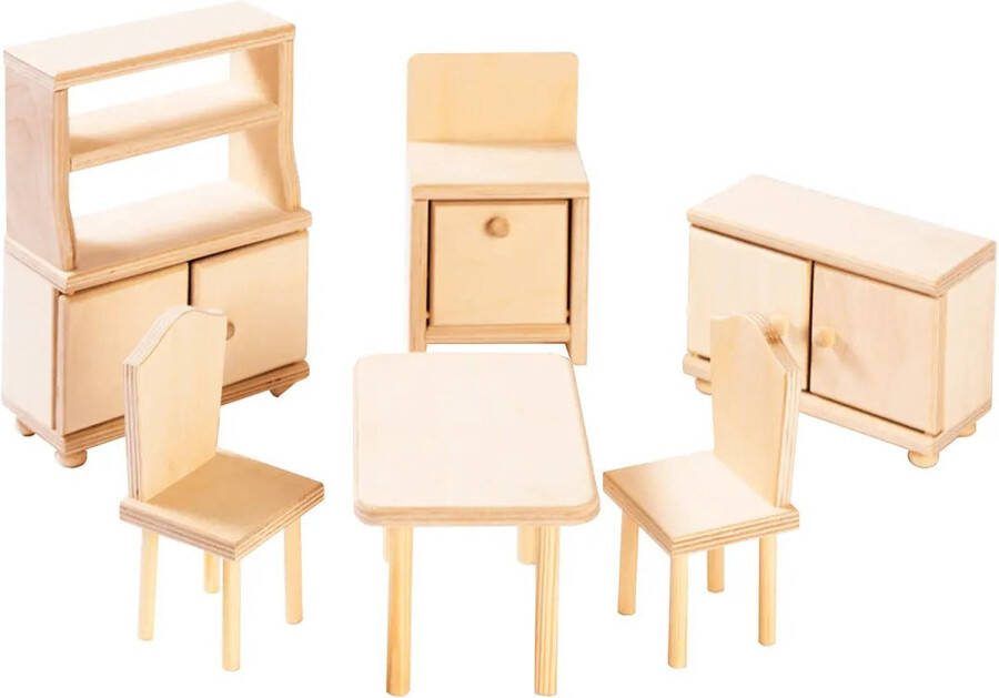 ROOSI Traditional Toys Poppenhuis keukenmeubel Naturel