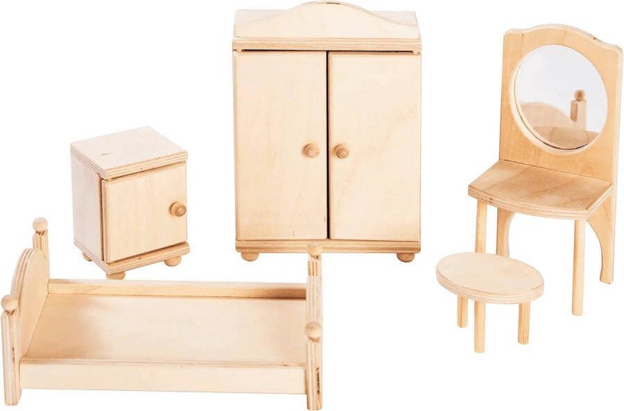 ROOSI Traditional Toys Poppenhuis slaapkamermeubilair Naturel