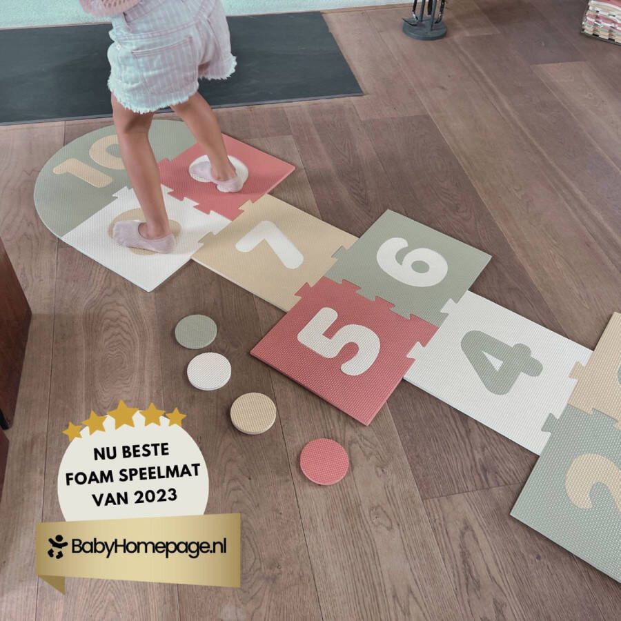 Roosly Toys & fun Roolsy Speelmat Hinkelmat Speelkleed Puzzel speelgoed Hinkelspel vloerpuzzel Incl. opbergtas