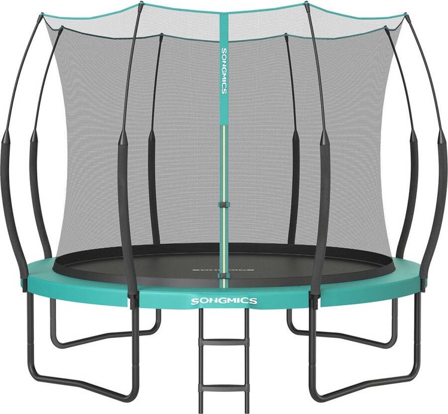 Rootz Living Rootz 12ft Zeeblauwe Trampoline Uitsmijter voor buiten Springmat Veiligheidsnet Gegalvaniseerd stalen frame Glasvezelstokken 305 cm x 256 cm x 76 cm