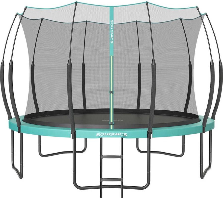 Rootz Living Rootz 12ft Zeeblauwe Trampoline Uitsmijter voor buiten Springmat Veiligheidsnet Gegalvaniseerd stalen frame Glasvezelpalen 366 cm x 270 cm x 90 cm