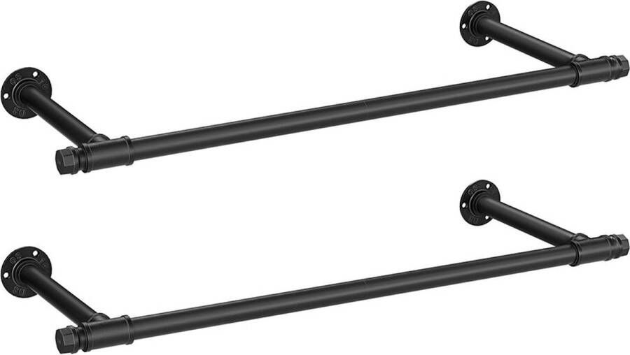Rootz Living Rootz 2-pack zwart stalen kledingstang kledingrek kledingorganizer heavy duty 30 cm x 84 cm x 7 cm