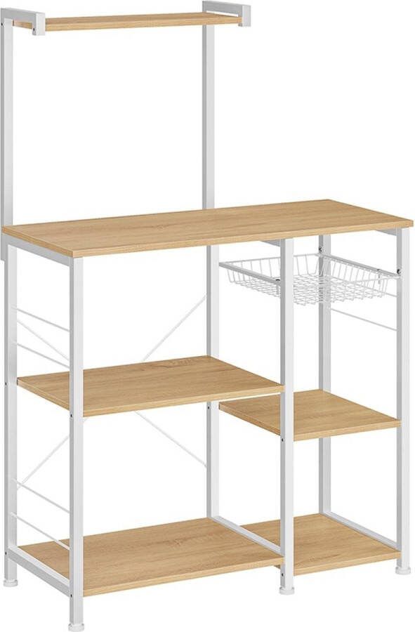 Rootz Living Rootz 3-laags opbergrek Eikenbeige Klassiek wit Spaanplaatstaal 40 cm x 90 cm x 134 cm Heavy Duty Veelzijdig Eenvoudige montage