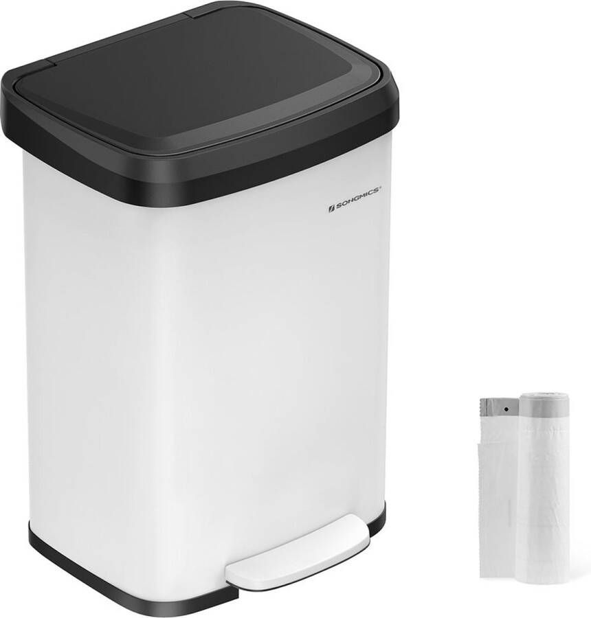 Rootz Living Rootz 50L stalen prullenbak met deksel afvalbak vuilnisbak duurzaam PP-kunststof handsfree bediening geurbestrijding ruimtebesparend ontwerp 40 4 cm x 32 1 cm x 58 6 cm