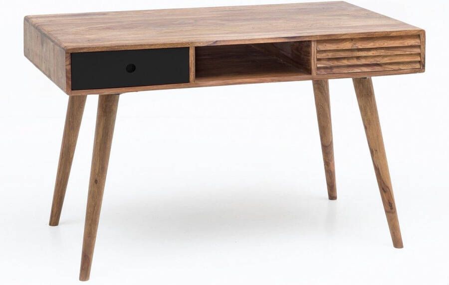 Rootz Living Rootz Bureau Bureautafel Laptoptafel Massief Hout Bruin Wit Laden